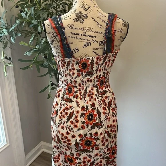 Joie Chisuzu Maxi Dress Smocked Chest Sleeveless Wide Straps Cotton Size Small - Picture 5 of 12